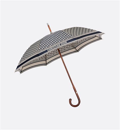 Walk'n'Dior Umbrella Ecru and Navy Blue Dior Oblique Jacquard 